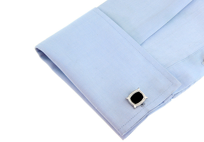 Unique Black Silver Cufflink.