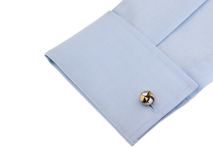Gold Silver Rounded Cufflink.