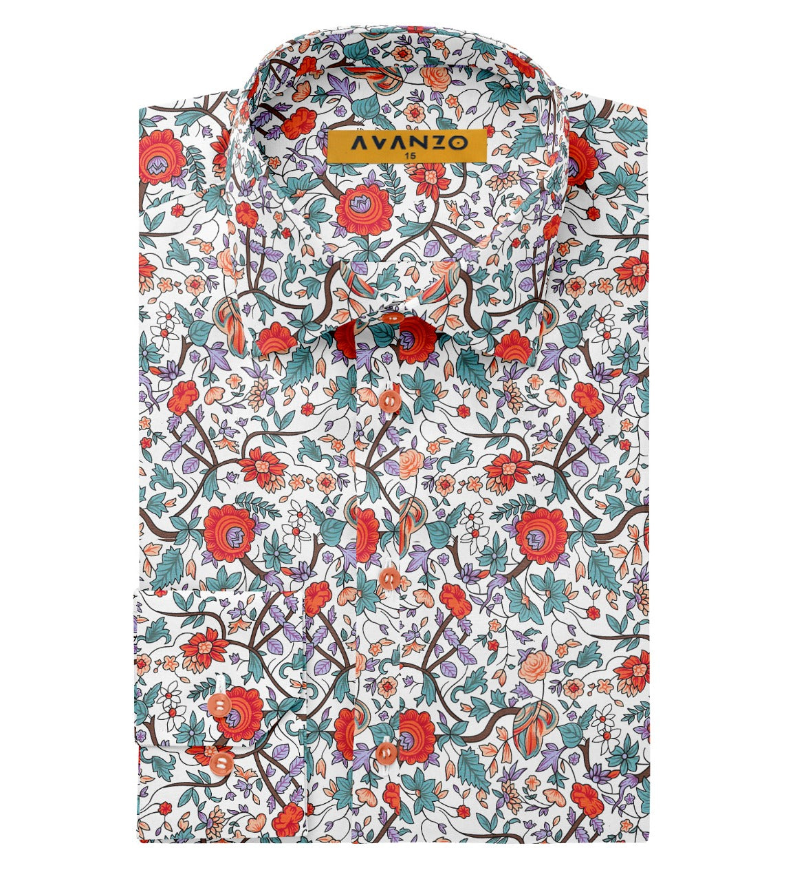 Orange Floral Print Custom Shirt.