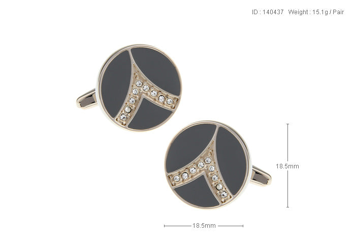 Grey Sliver Rounded Cufflink.
