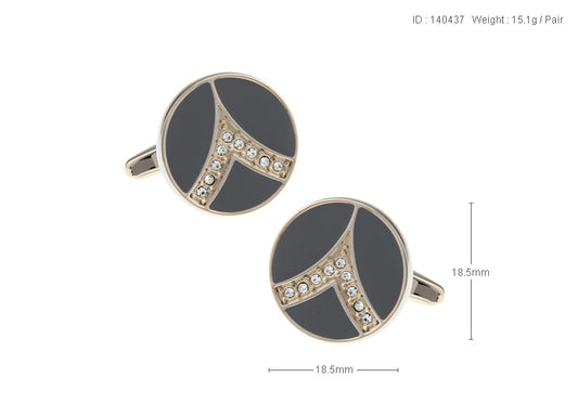 Grey Sliver Rounded Cufflink.