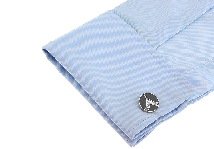 Grey Sliver Rounded Cufflink.