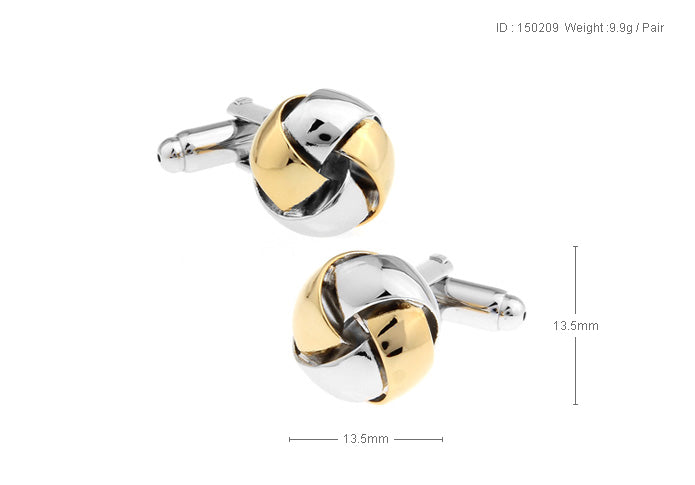 Gold Silver Rounded Cufflink.