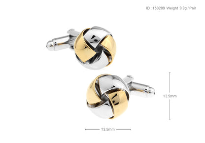 Gold Silver Rounded Cufflink.