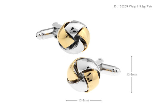 Gold Silver Rounded Cufflink.