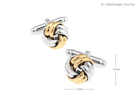 Gold Sliver Knot Cufflink.
