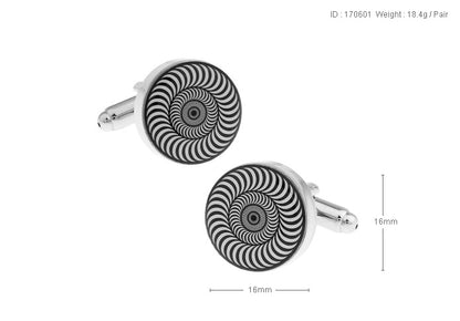 Black White Rounded Cufflink.