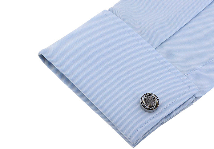 Black White Rounded Cufflink.