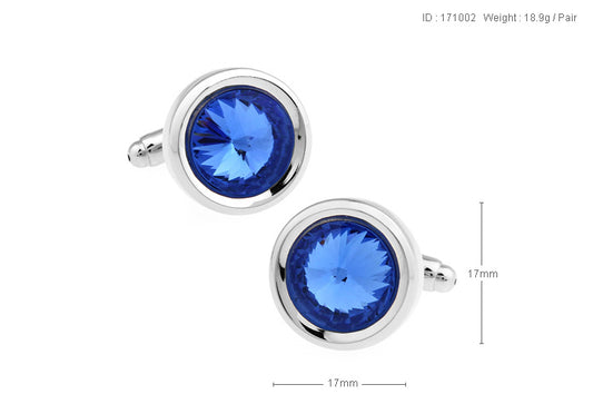 Silver Blue Rounded Cufflink.