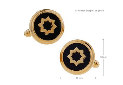 Gold Black Rounded Cufflinks.