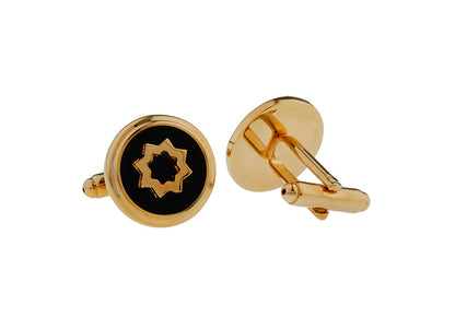 Gold Black Rounded Cufflinks.