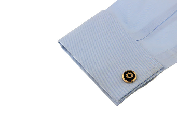 Gold Black Rounded Cufflinks.