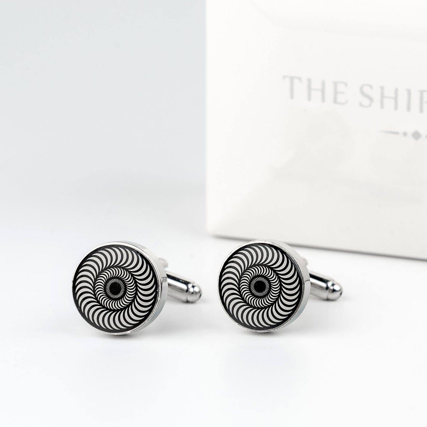 Black White Rounded Cufflink.
