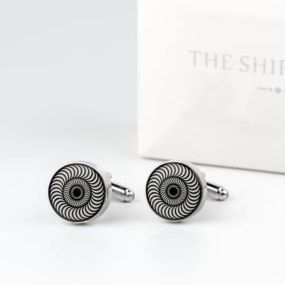 Black White Rounded Cufflink.