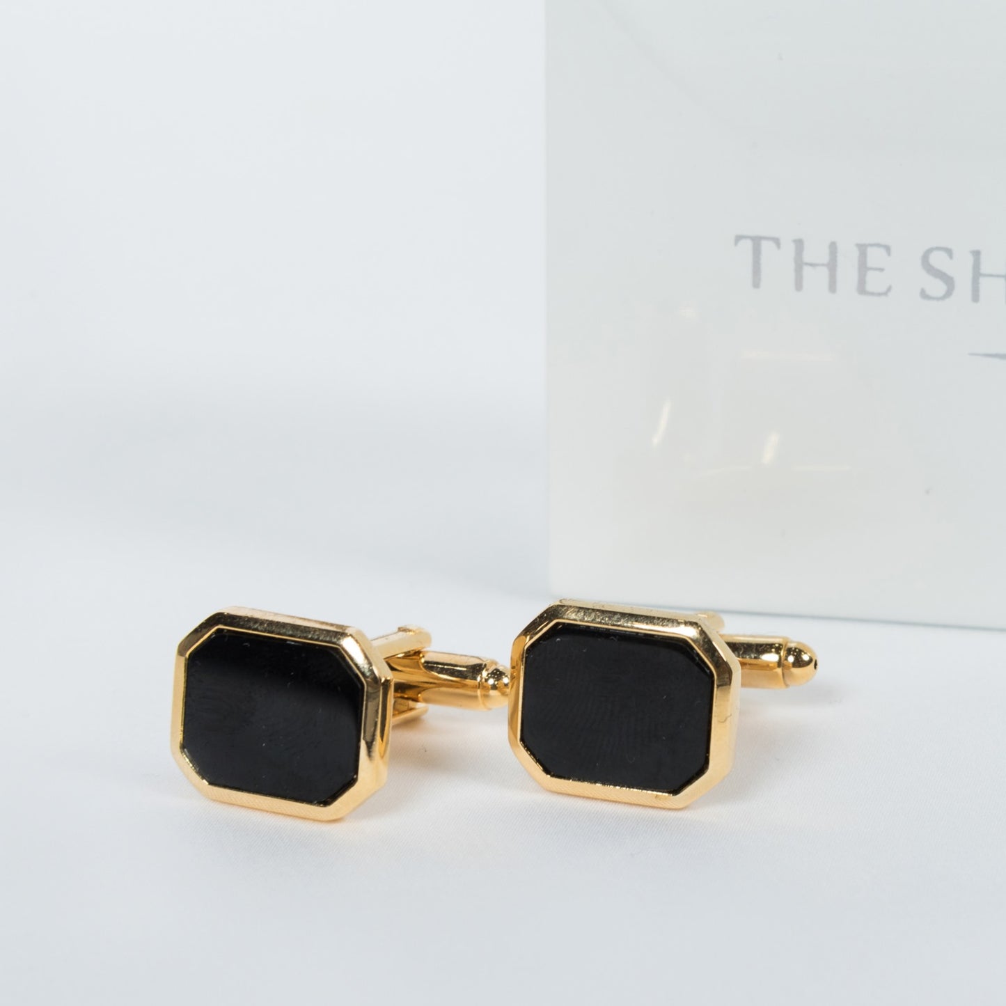Gold Black Squared Cufflink.