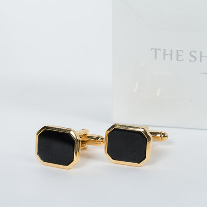 Gold Black Squared Cufflink.