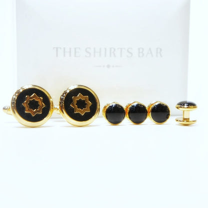 Gold Black Tuxedo Set Cufflink.