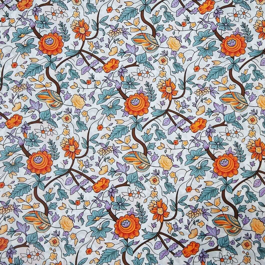 Orange Floral Print Custom Shirt.