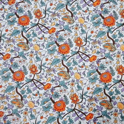 Orange Floral Print Custom Shirt.